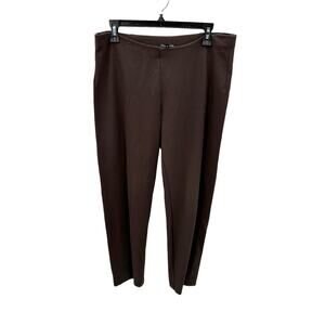 EILEEN FISHER Brown Pull On Elastic Waist Straight Leg Pants // M
